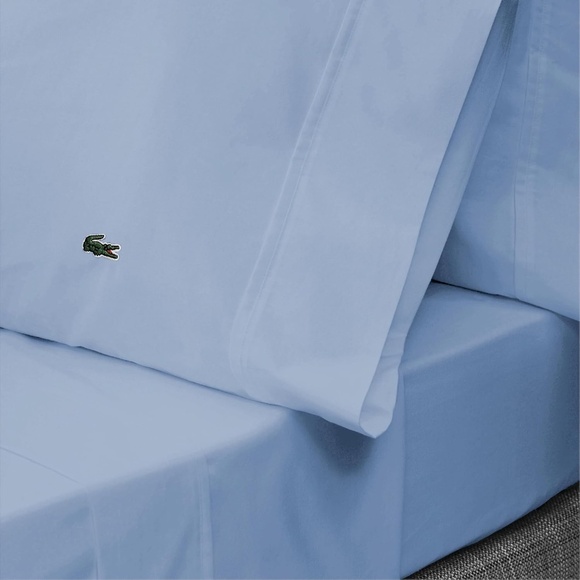 Lacoste 100% Cotton Percale Solid Sheet Set Full Allure Blue - Picture 1 of 6